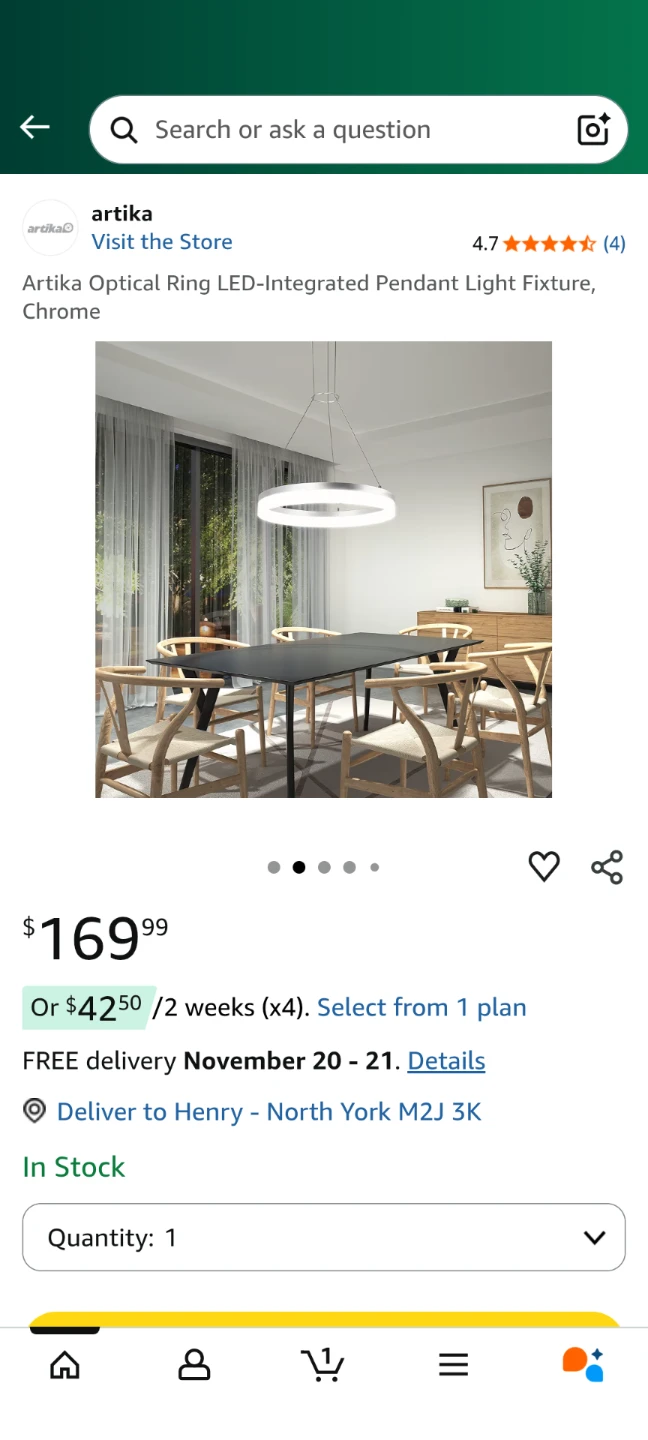 Artika Optical Ring LED Pendant Light - Chrome - photo 3