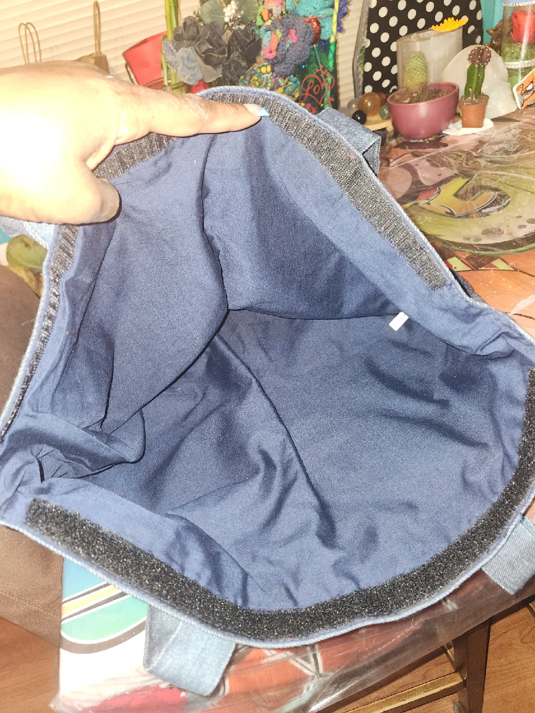 Denim Tote Bag with Patches image indicator(2)