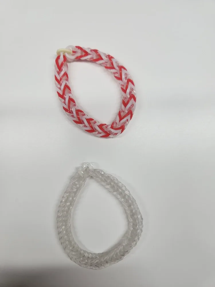 Handmade Loom Bracelets - Red/White & Clear