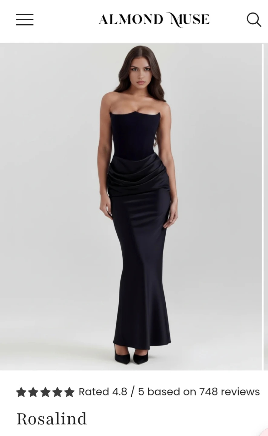 Almond Muse Rosalind Black Dress, Size M, NEW
