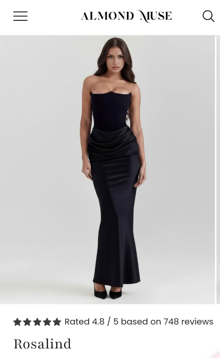 Almond Muse Rosalind Black Dress, Size M, NEW