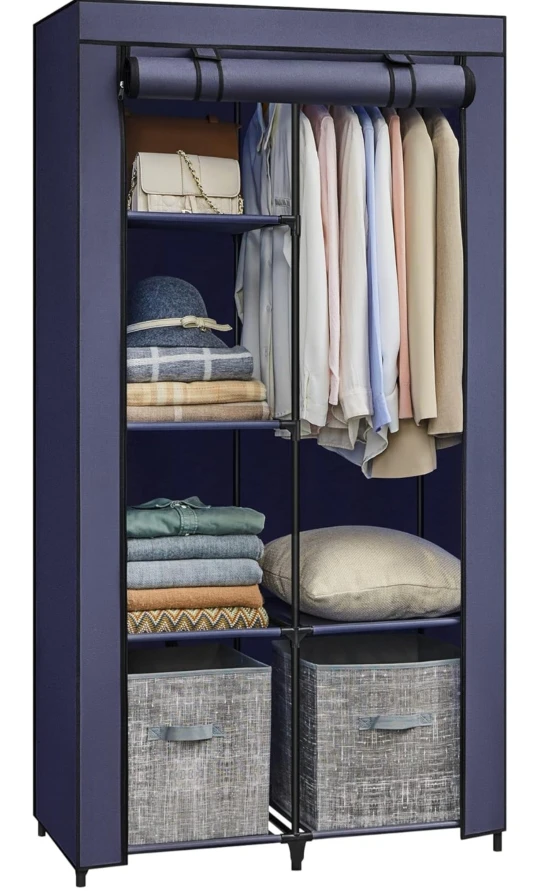SONGMICS Portable Wardrobe Closet - Navy Blue