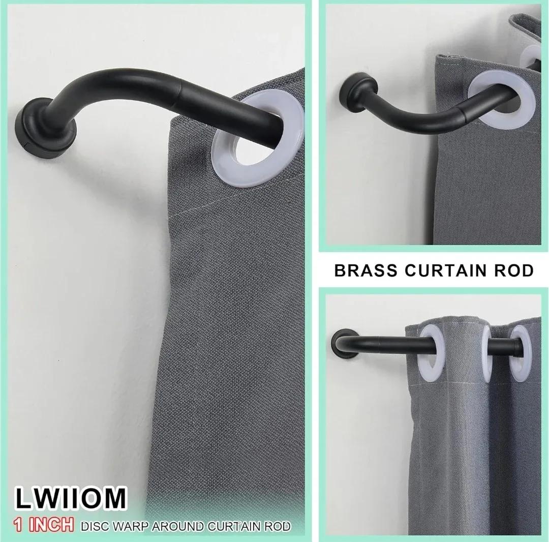 2PACK Black Curtain Rod - 1 Inch Diameter image indicator(3)