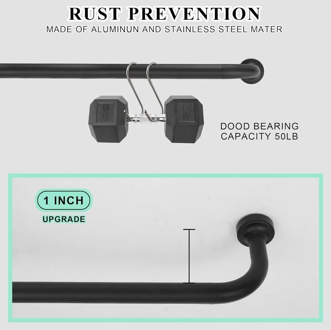 2PACK Black Curtain Rod - 1 Inch Diameter image indicator(5)