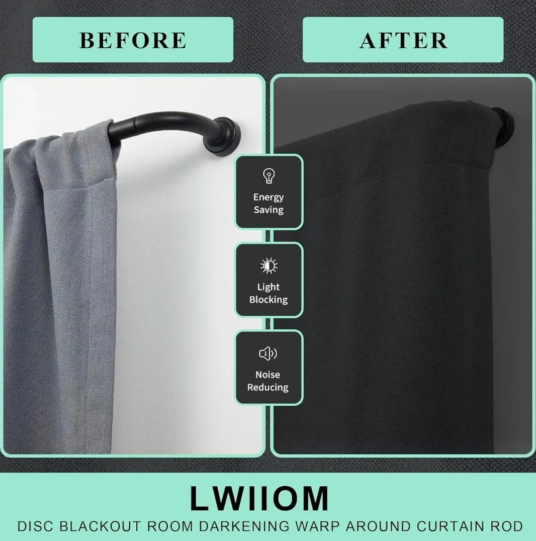 2PACK Black Curtain Rod - 1 Inch Diameter image indicator(6)