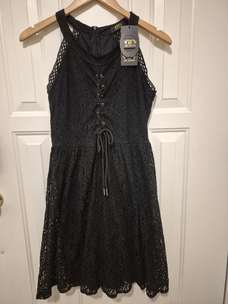 MU XIANG Black Lace Dress