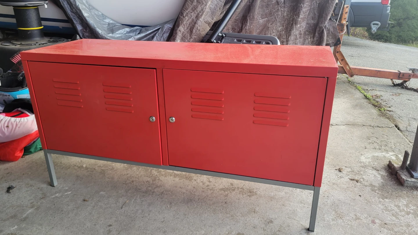 Ikea Red Metal Locker Style Cabinet