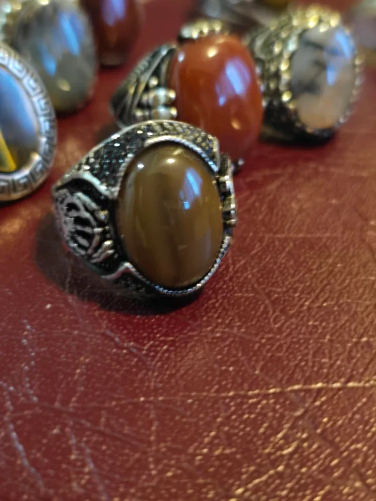 natural agate stone with 925 Silver Rings image indicator(6)