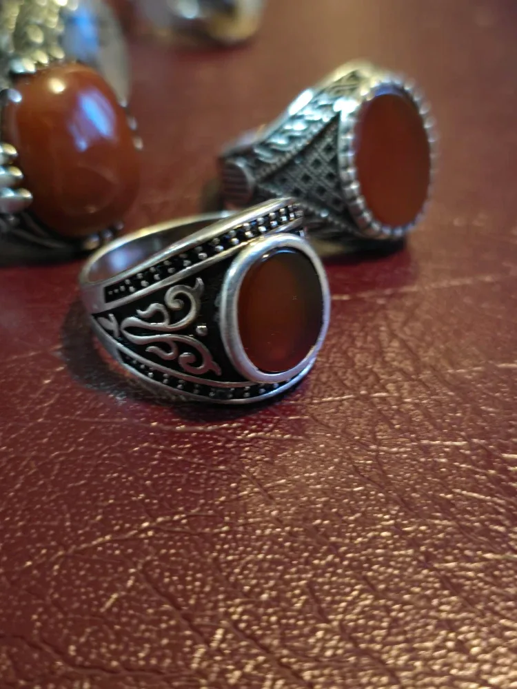 natural agate stone with 925 Silver Rings image indicator(8)