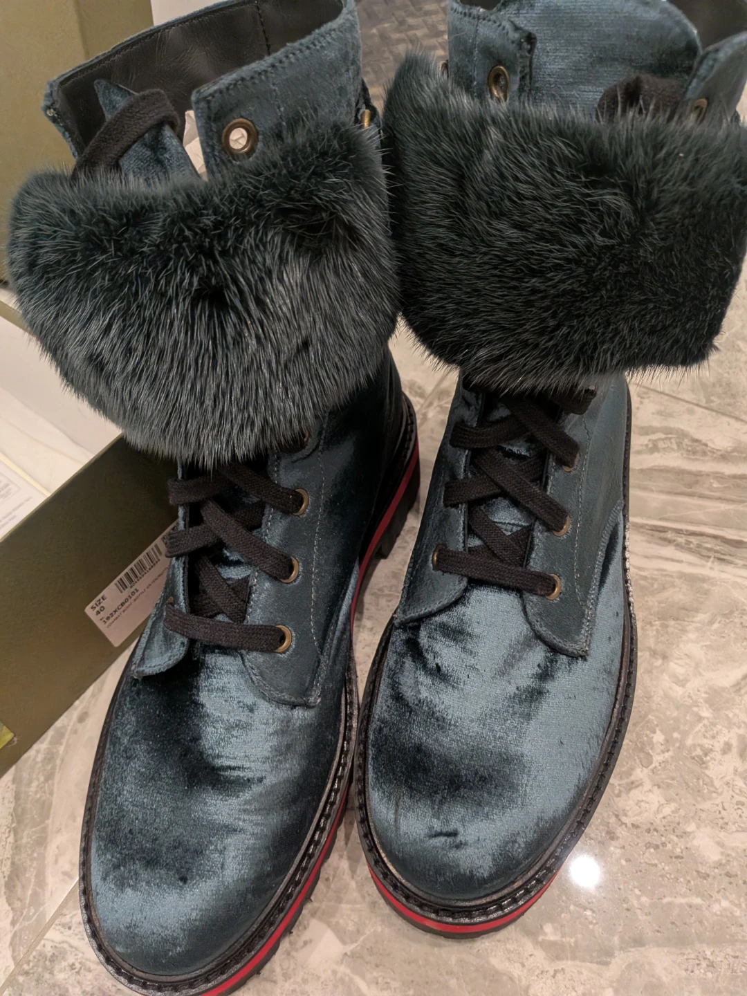 Mr & Mrs Italy Fur Trim Combat Boots - photo 3
