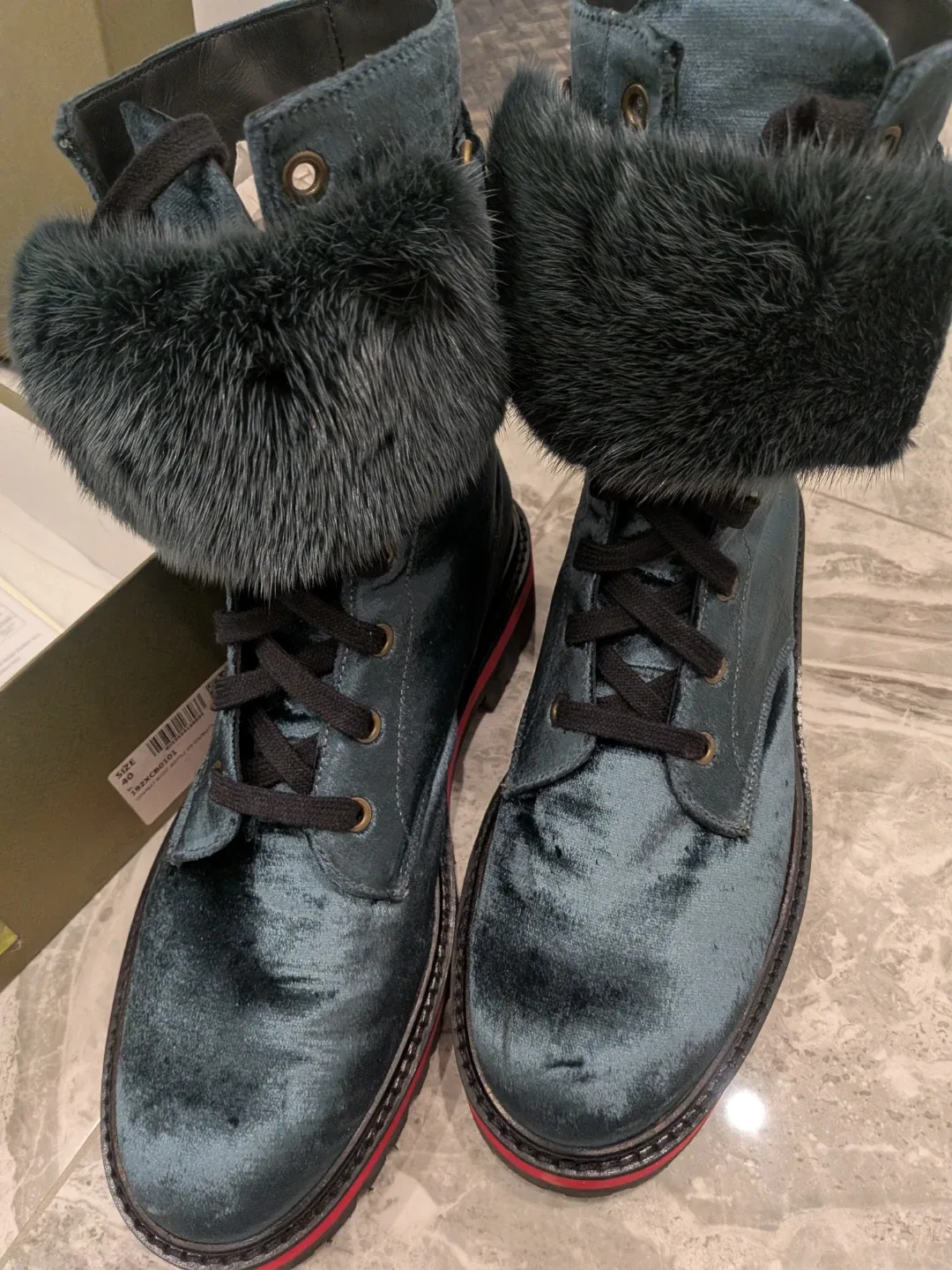Mr & Mrs Italy Fur Trim Combat Boots image indicator(3)