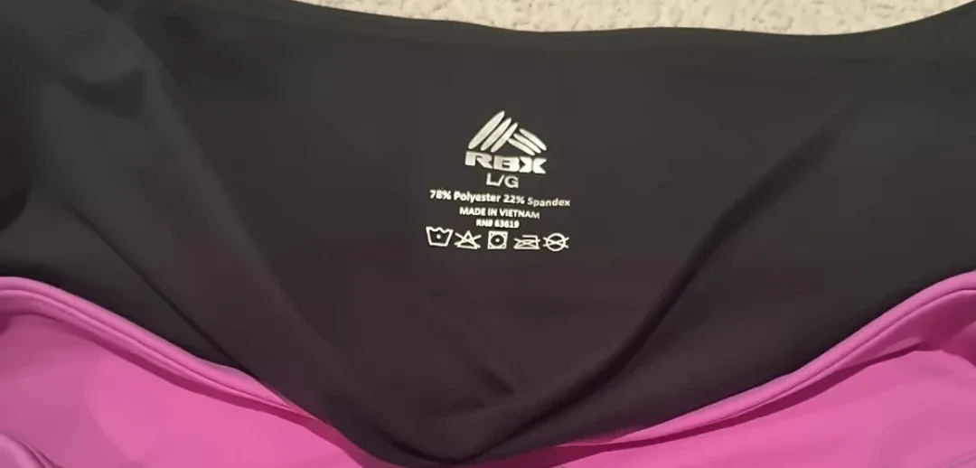 RBX Activewear Shorts SIZE L NWT | 2-in-1 Black Fuchsia Pink image indicator(5)