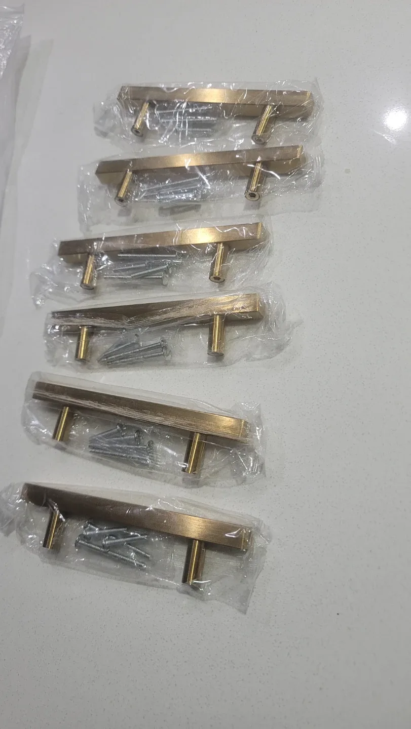 6 Pack Gold Cabinet Handles  Drawer Pulls Handles