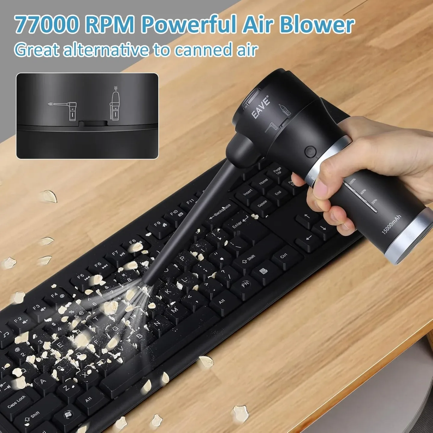 Cordless Air Duster & Mini Vacuum Cleaner 2 in 1 image indicator(2)