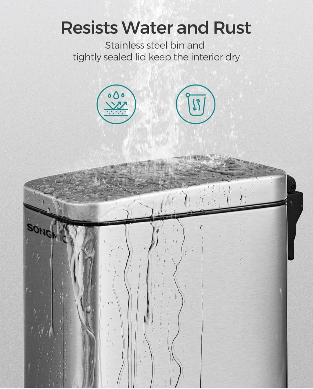 SONGMICS Bathroom Trash Can, Small Trash Bin with - photo 3