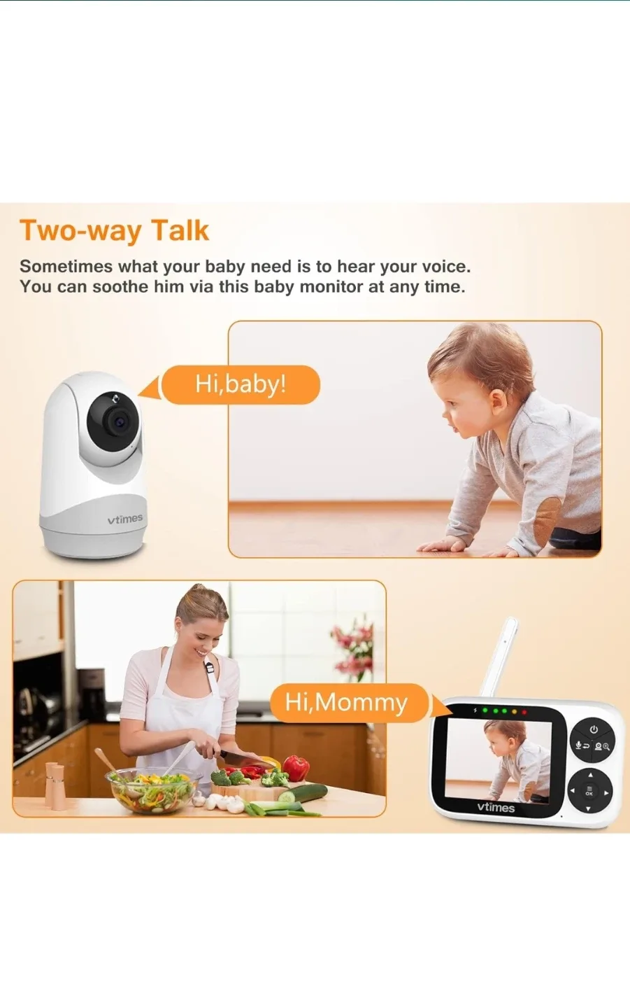 NewVideo Baby Monitor with 1 Camera, 3.2" IPS Screen image indicator(7)