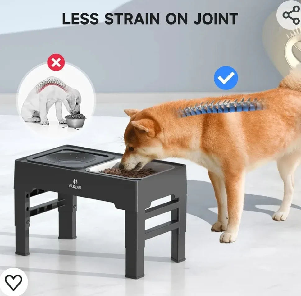 ELS PET Elevated Dog Bowls 4 Heights Adjustable, Raised Dog ... image indicator(2)