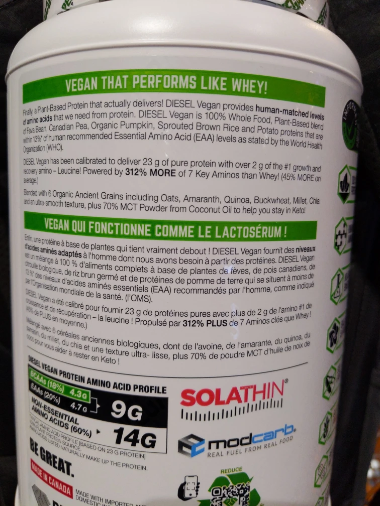 700g Perfect Sports Vegan Diesel Protein powder - photo 3