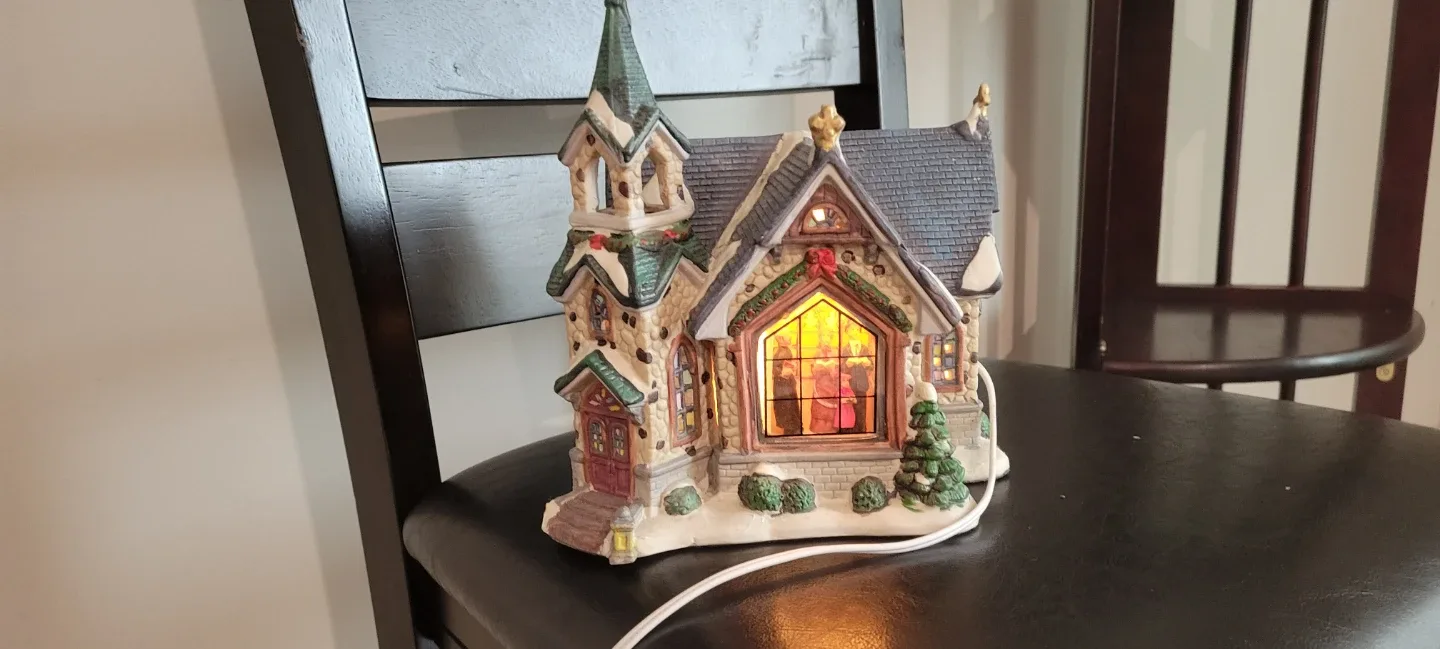 Ceramic Lighted Christmas Church image indicator(3)