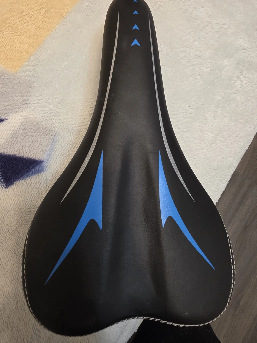 Black Bike Seat with Blue Accents