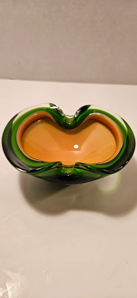 Green & Amber Glass Ashtray image indicator(2)