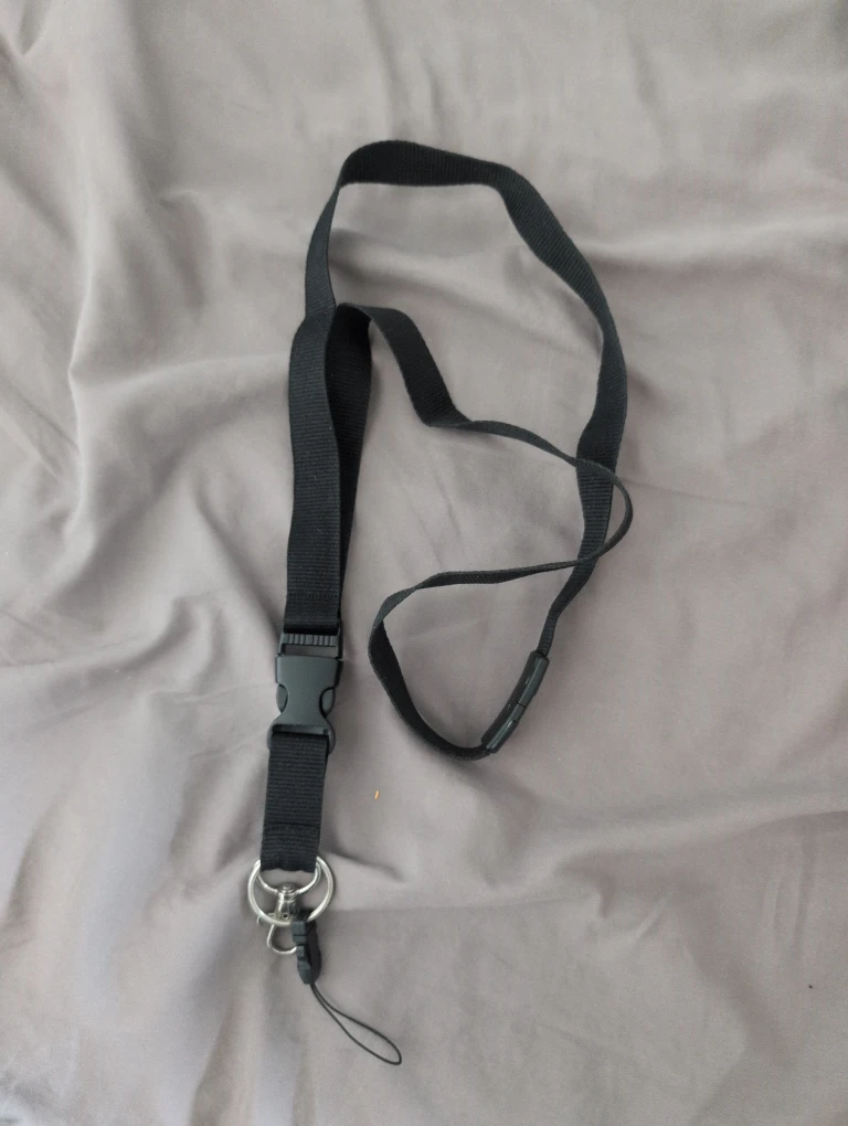 Black Lanyard with Buckle and Ring