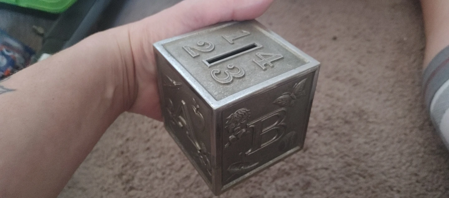 Vintage Silver Tone Numbered Coin Bank
