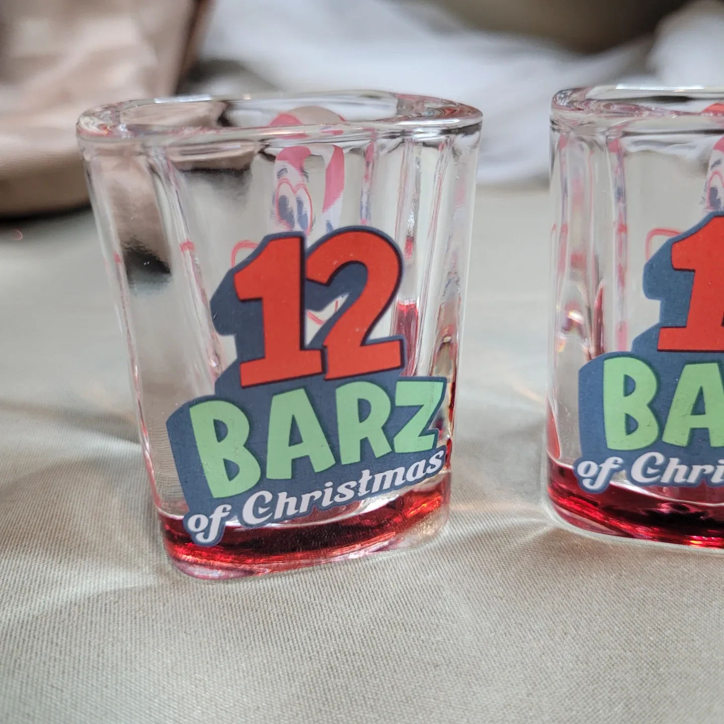 Set of 3 Holiday Christmas Shot Glasses -12 Barz of Christmas image indicator(2)