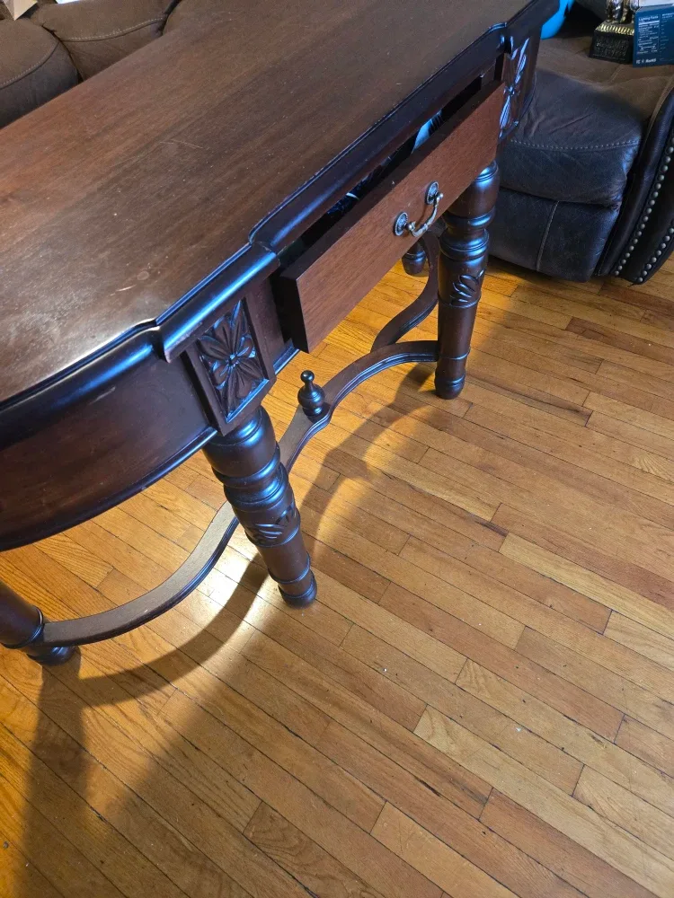 Dark Wood Console Table with Drawer image indicator(4)