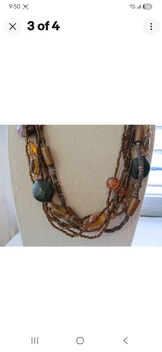 Multi-Strand Beaded Necklace - Brown & Earth Tones image indicator(3)