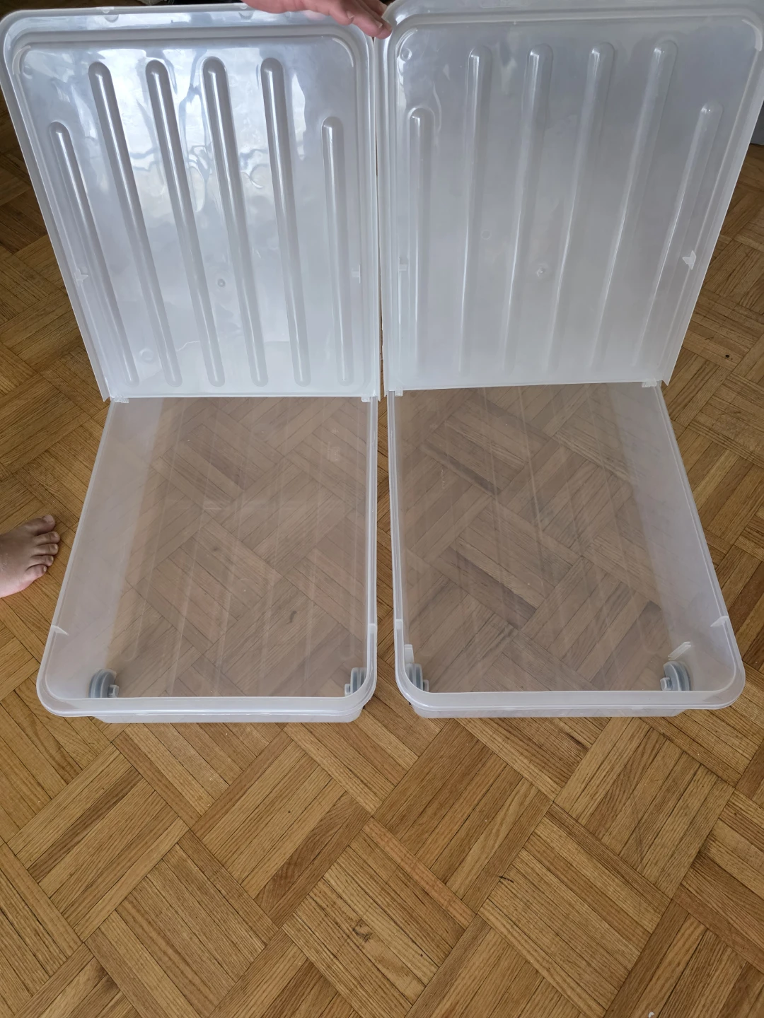 Two Clear Plastic Storage Bins with Lids - photo 2
