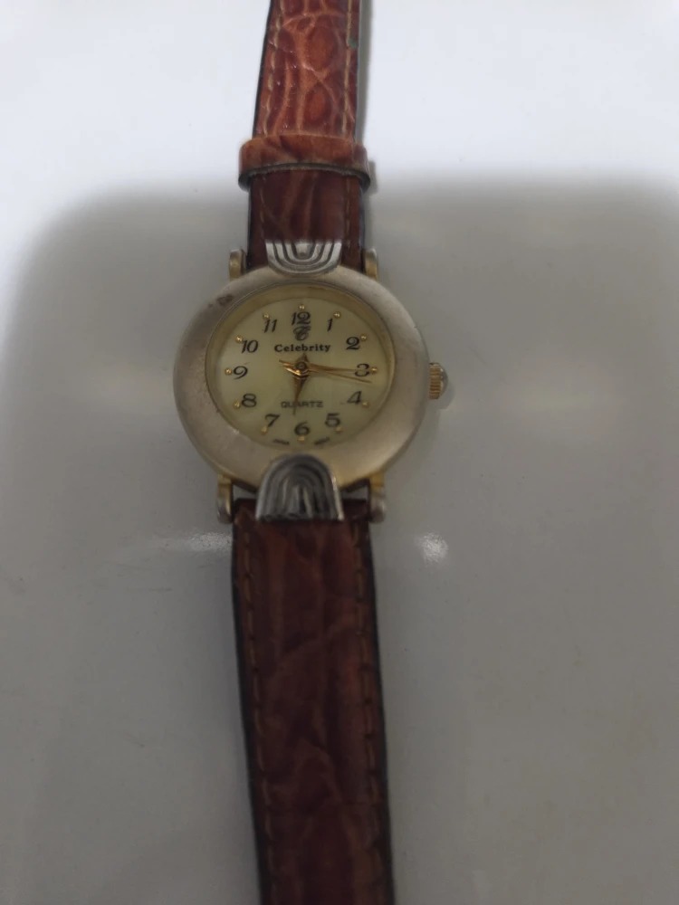 Celebrity Quartz Watch with Brown Leather Strap