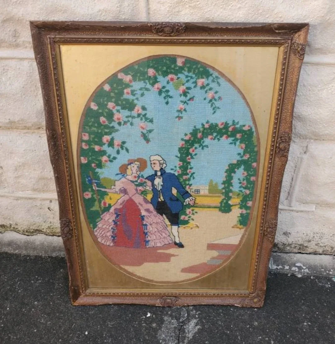 Beautiful vintage handmade needlepoint thumbnail