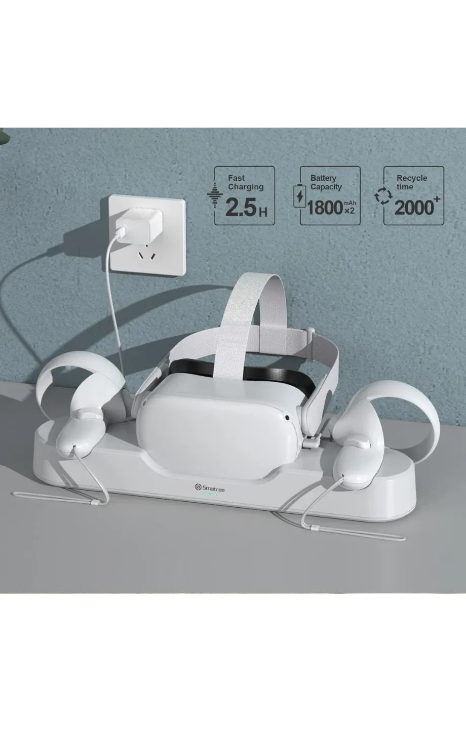 New Smatree Charging Dock compatible for Quest 2, VR Controller image indicator(3)
