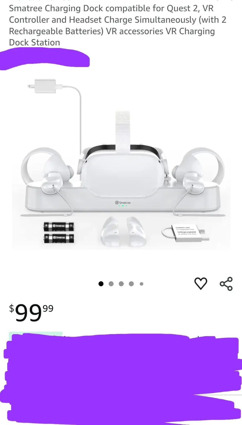 New Smatree Charging Dock compatible for Quest 2, VR Controller image indicator(6)