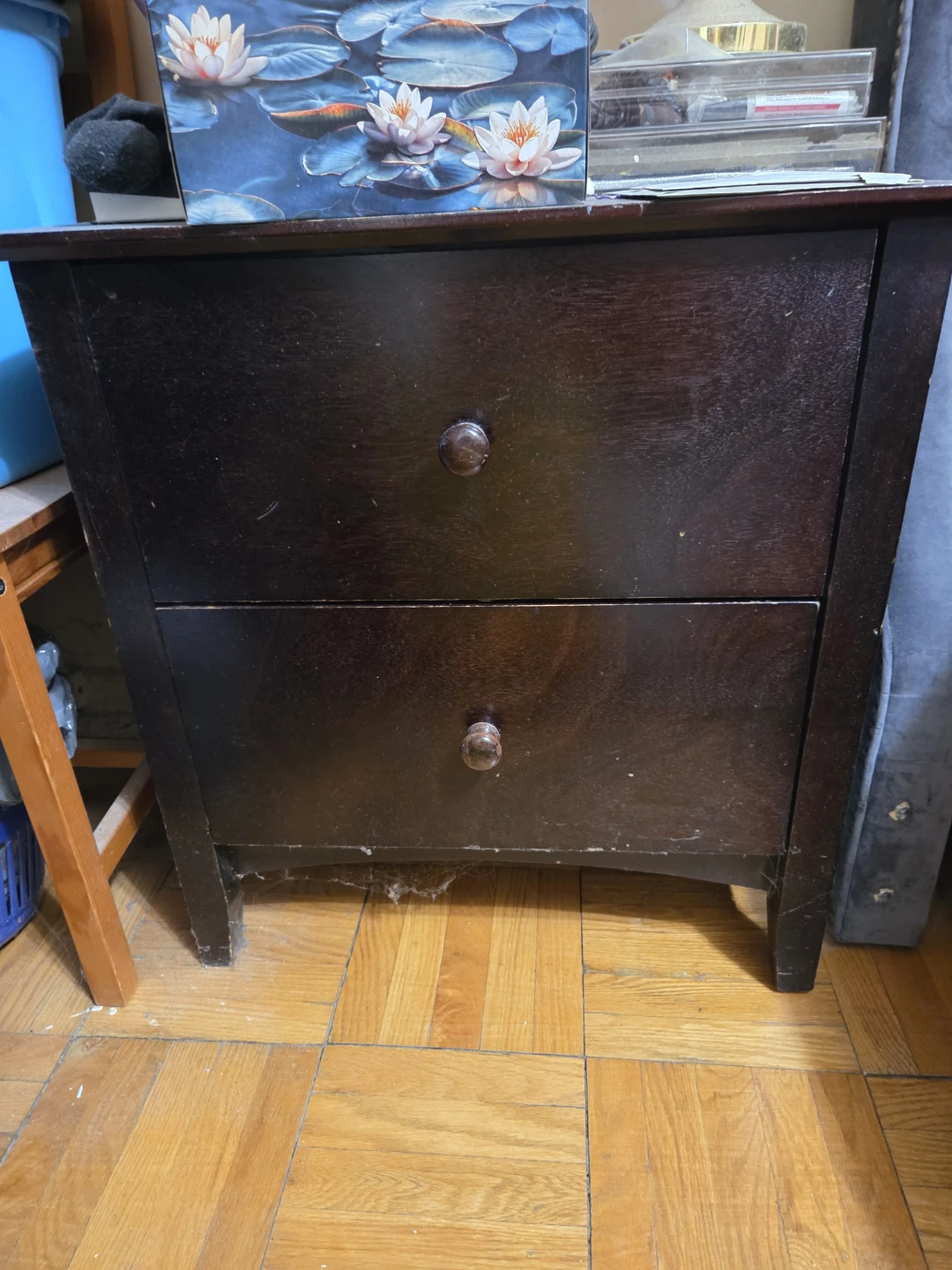 Dark Brown 2-Drawer Nightstand