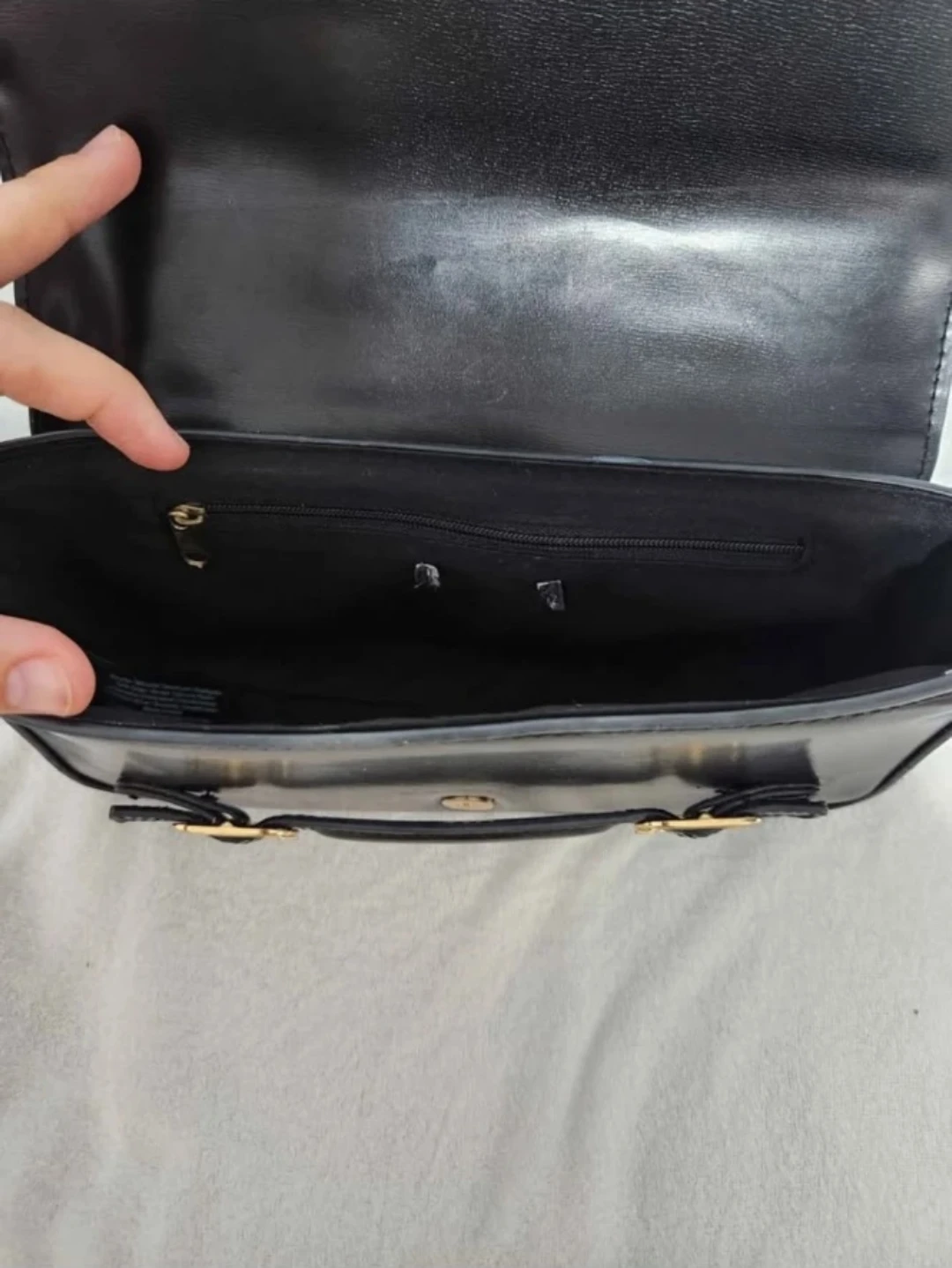 Black Shoulder Bag with Gold Accents - photo 4