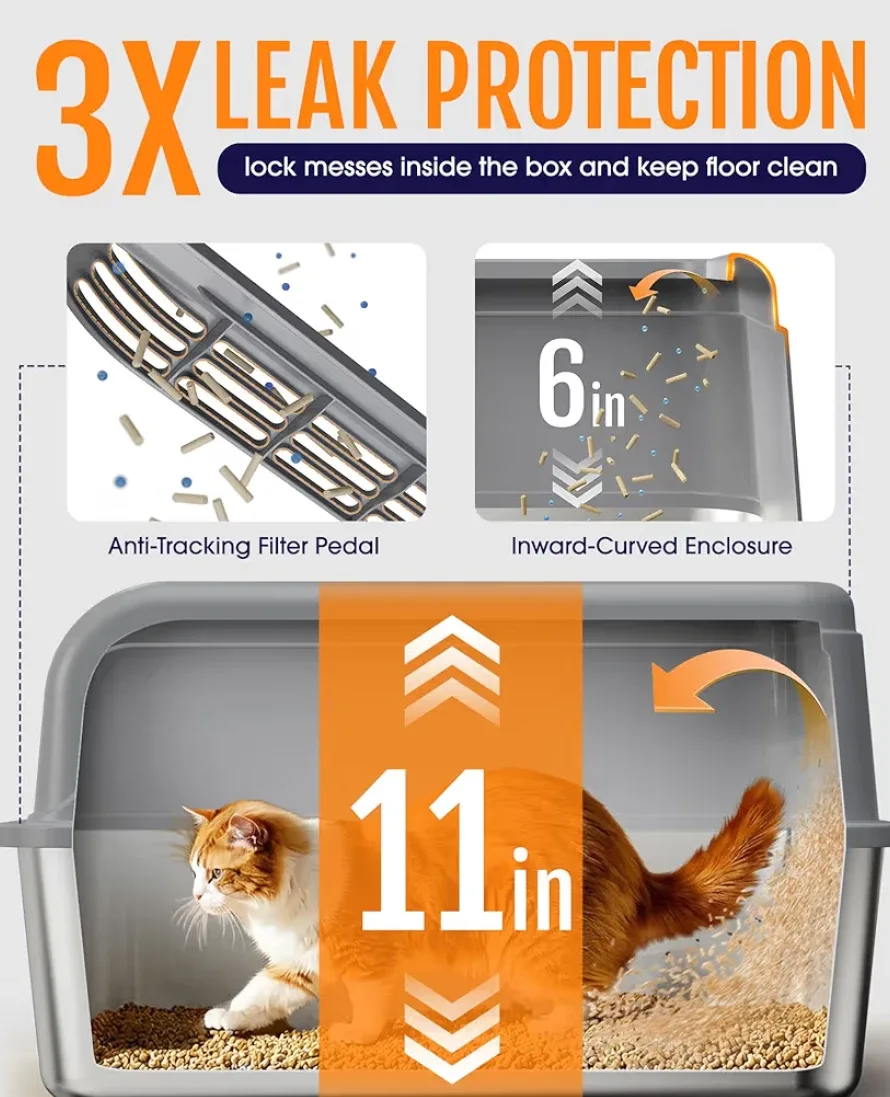 Cat Litter Box with Enclosure & Scoop image indicator(3)