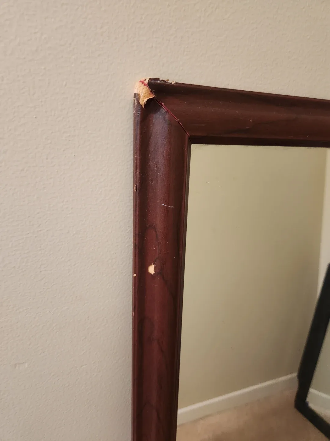 Framed Mirror - Brown Wood Frame 4.2ft tall  1.3ft w(pick up) image indicator(2)