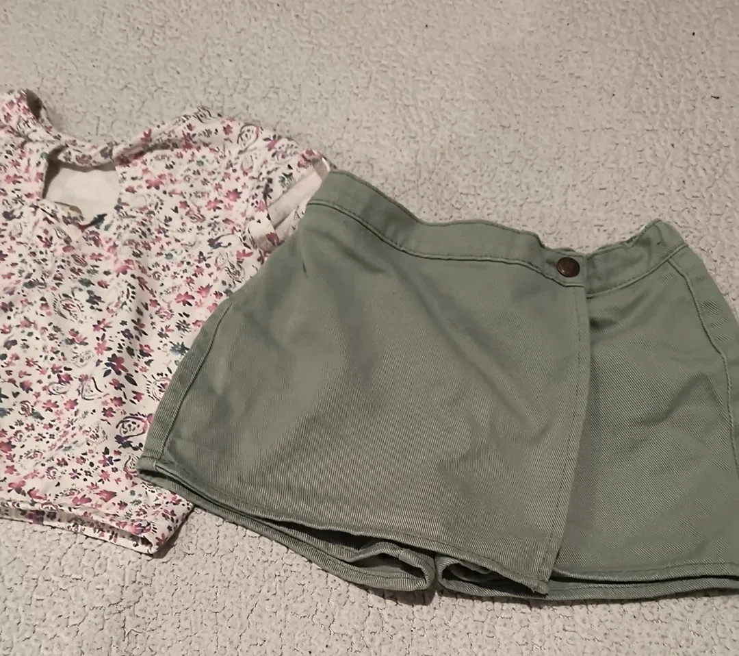 Girls' Floral Top & Green Skort Set image indicator(5)