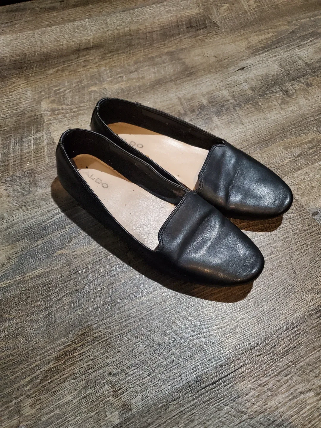 Aldo Black Leather Loafers - Size 7.5