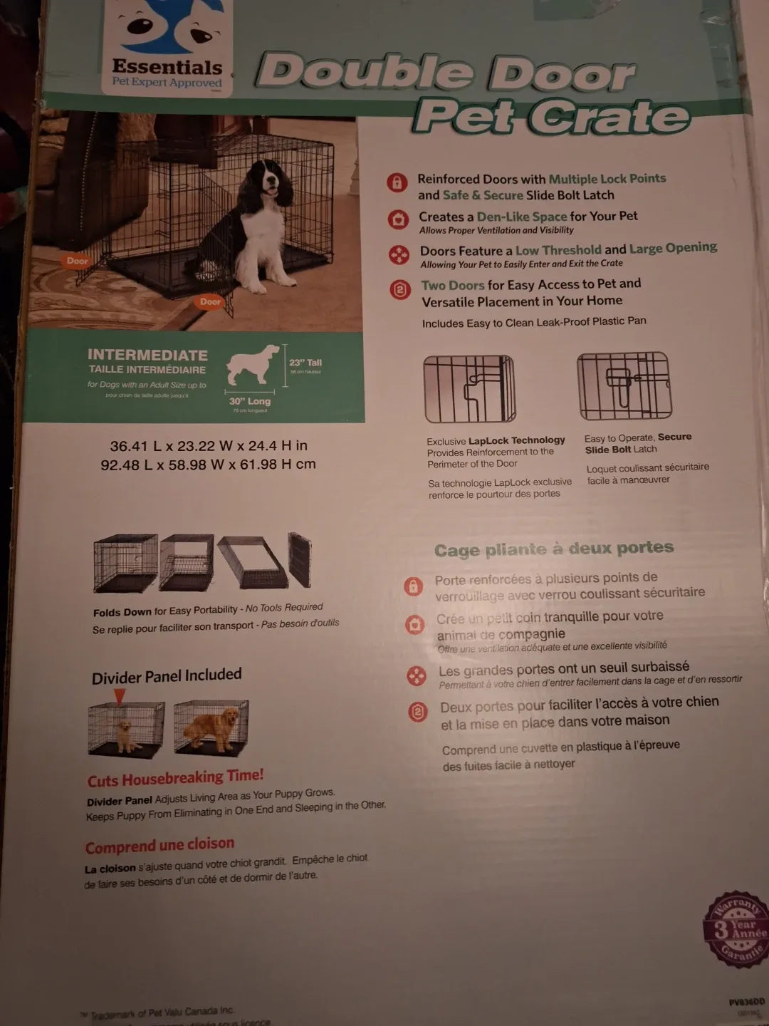 Essentials Double Door Pet Crate - 30" Long, 23" Tall image indicator(2)