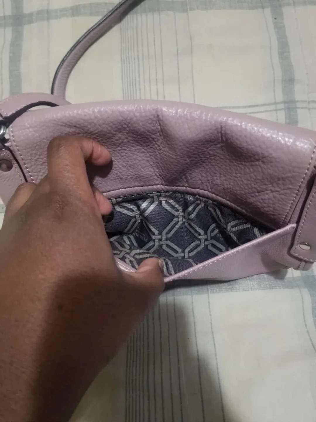 Perlina New York Lilac Leather Crossbody Bag #Cleanout image indicator(6)