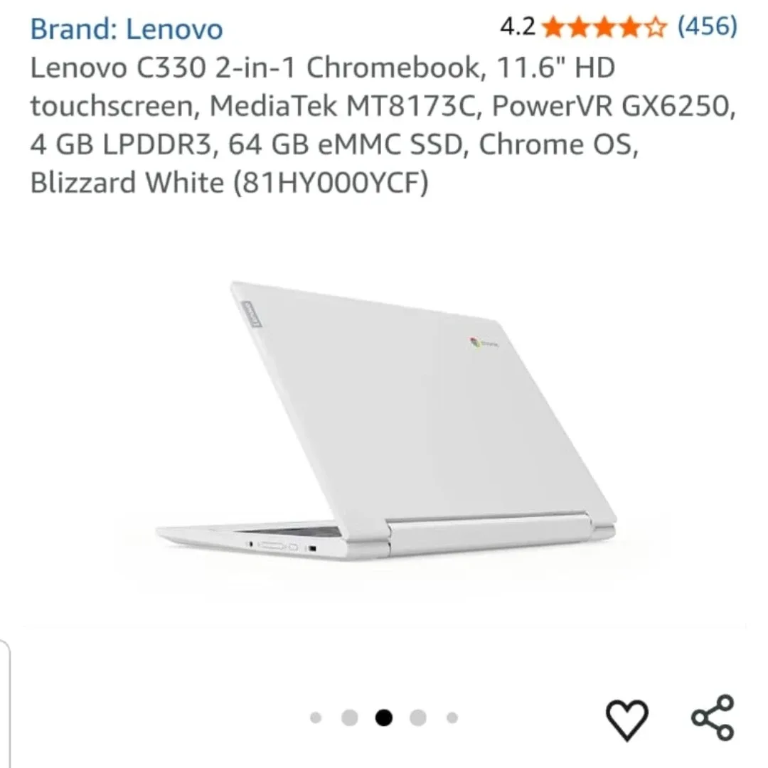 Lenovo C330 2-in-1 Chromebook, 11.6" HD, White image indicator(2)