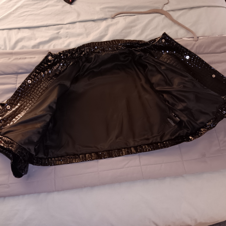 Le Alesco Black Croc Patent Leather Jacket - photo 2