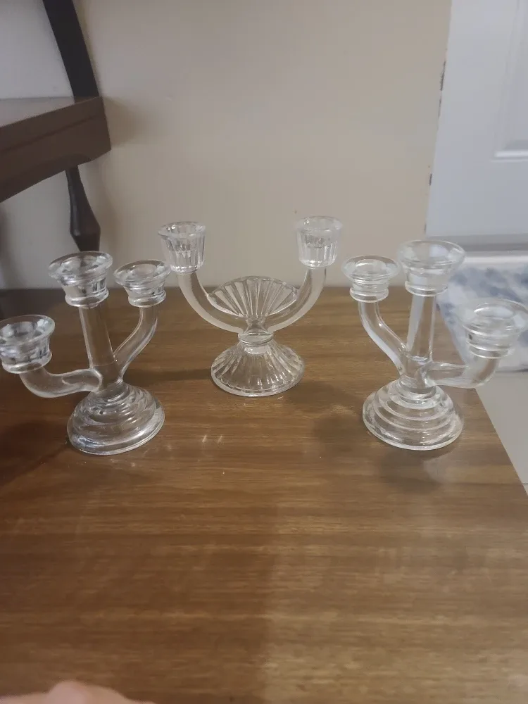 Clear Glass Candlestick Holders