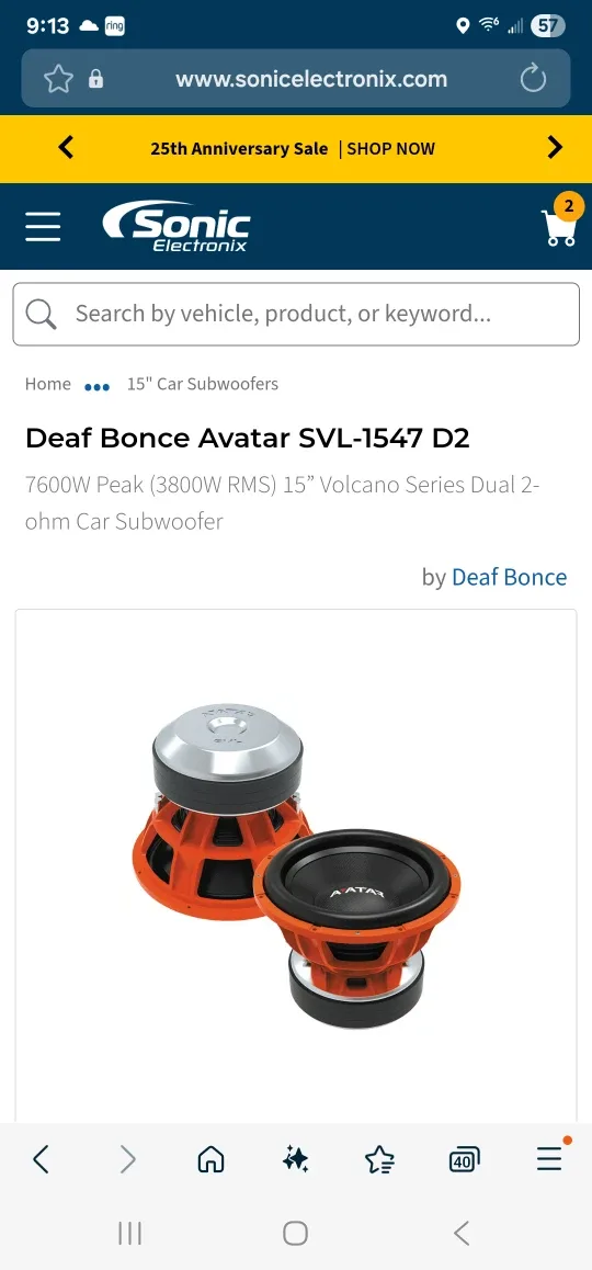 Deaf Bonce Avatar SVL-1547 D2 15" Car Subwoofer image indicator(2)