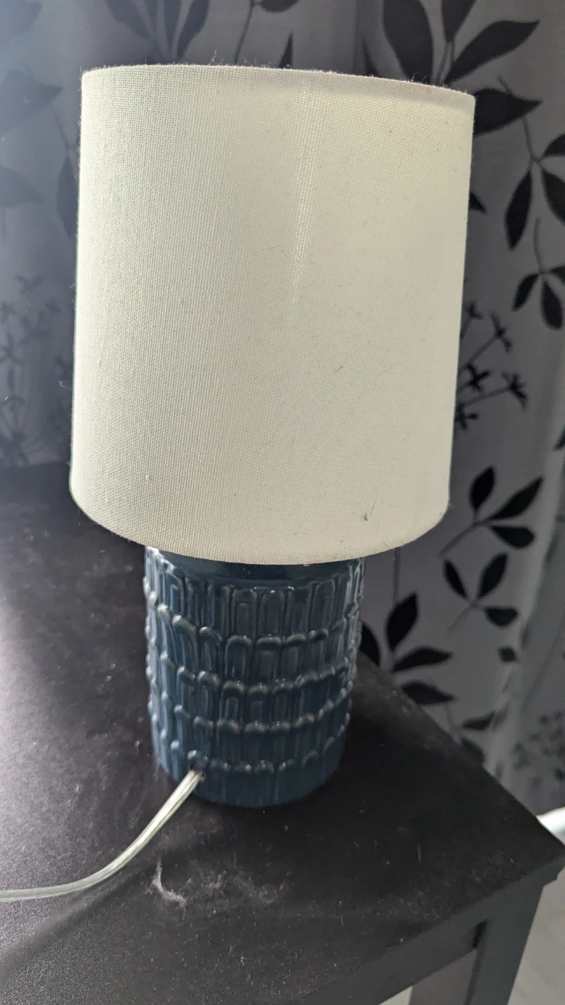 Blue Ceramic Table Lamp with White Shade