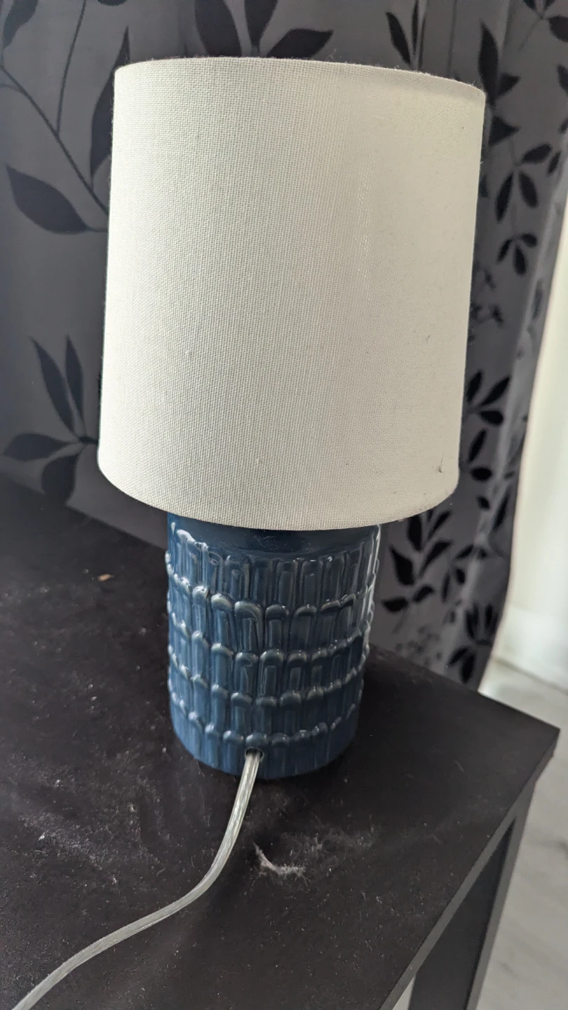 Blue Ceramic Table Lamp with White Shade - photo 2