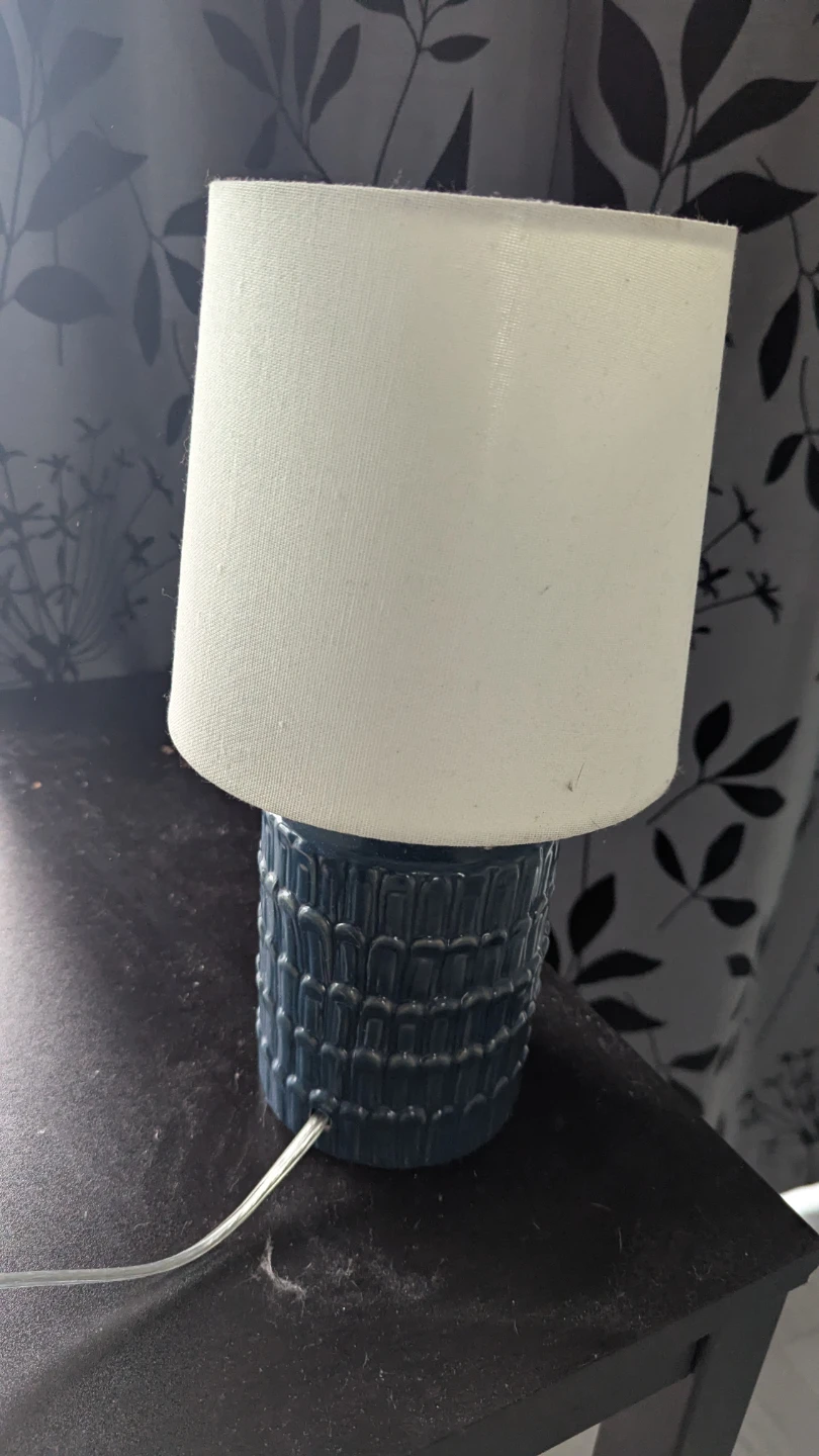 Blue Ceramic Table Lamp with White Shade - photo 3